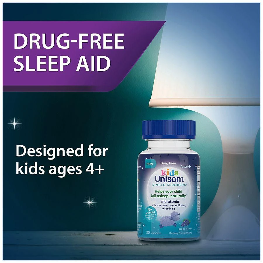 Unisom Simple Slumbers Kids Drug-Free Melatonin Gummies Grape 5
