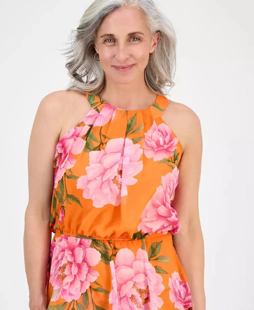 Robbie Bee Petite Tiered Floral-Print Halter Midi Dress 4