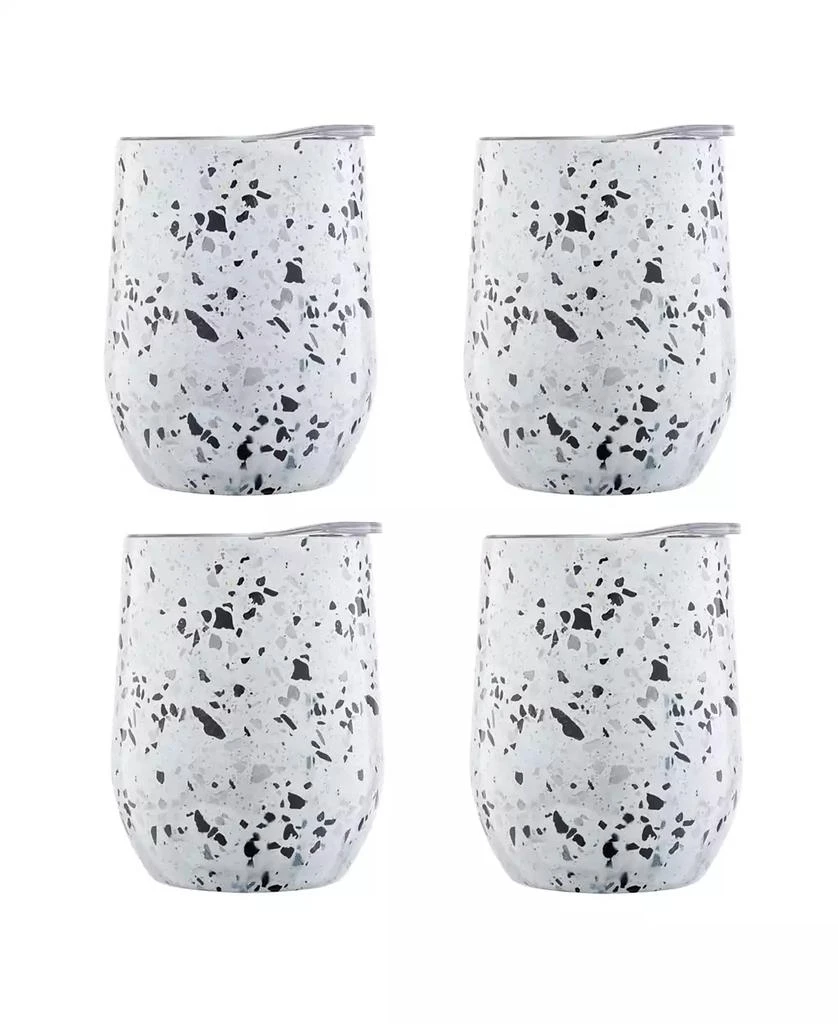 Cambridge Silversmiths 12 Oz White Terzo Stainless Steel Wine Tumblers, Set of 4 1