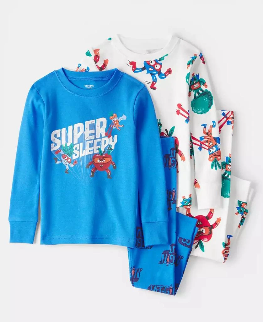 Carter
s Boys
Toddler 2T-5T Veggies Loose Fit Long-Sleeve Top and Pants Pajama, 4-Piece Set
