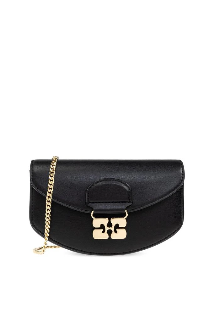 Ganni Ganni Butterfly-Clasp Chain-Link Crossbody Bag 1