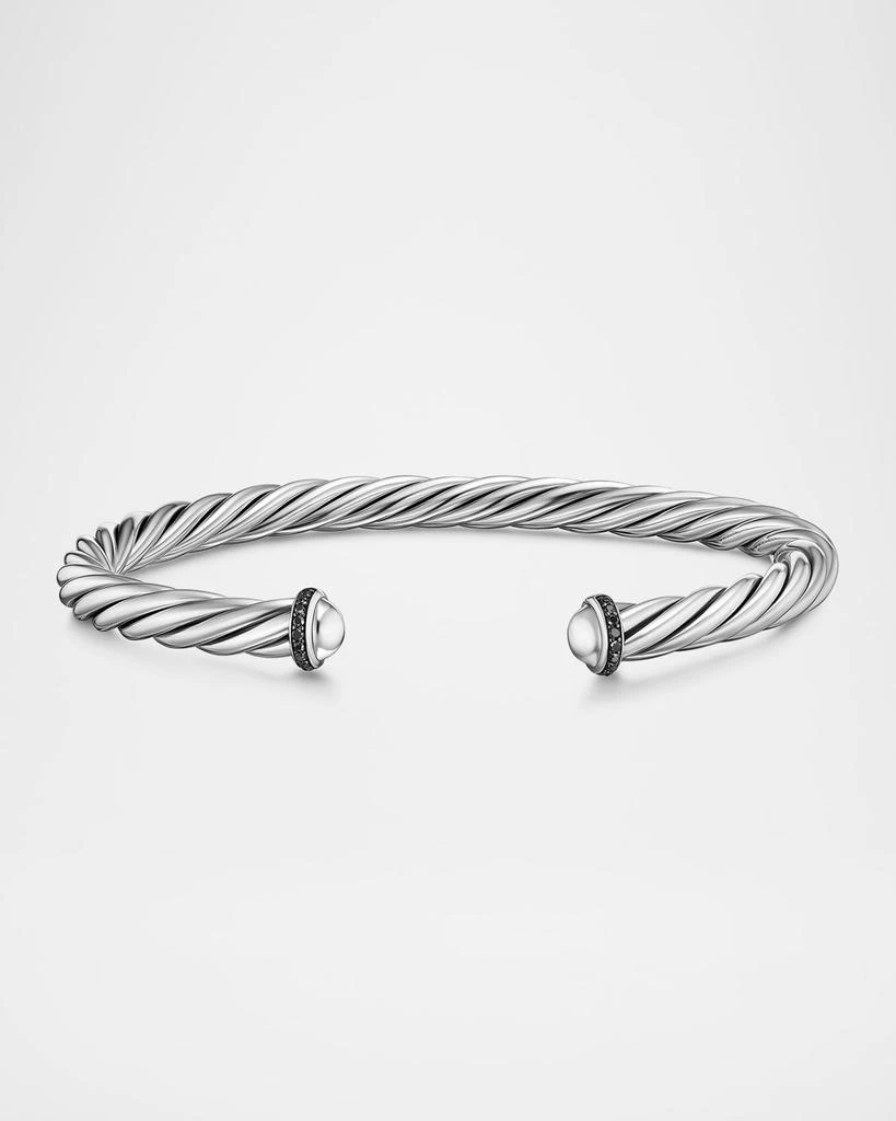 David Yurman Men's Cable Cuff Bracelet in Silver with Diamonds, 6mm 6