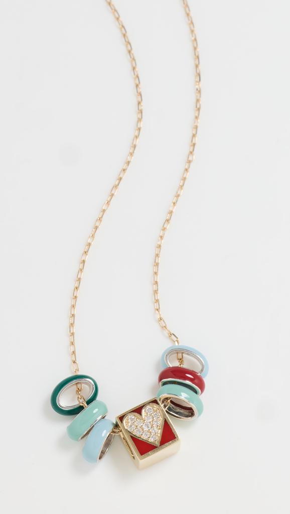 Adina Reyter 14k Bead Party Pave Heart Necklace