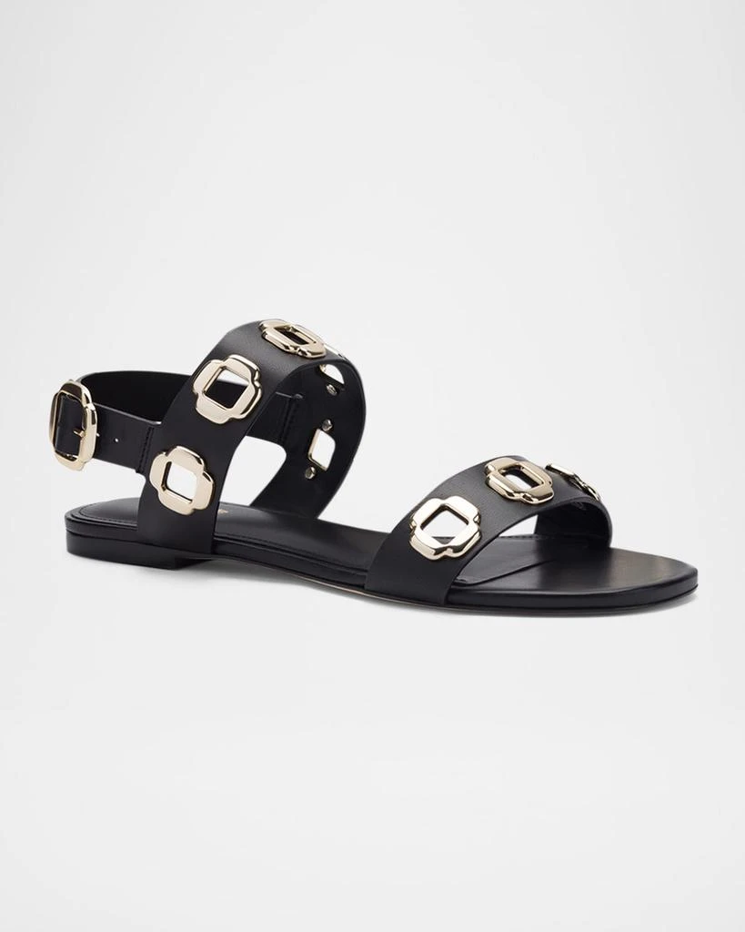 Larroude Milan Leather Flat Slingback Sandals 2