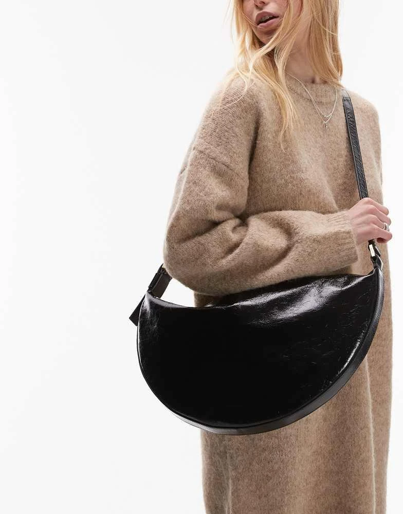 ALL SAINTS AllSaints half moon leather large crossbody bag in black 4