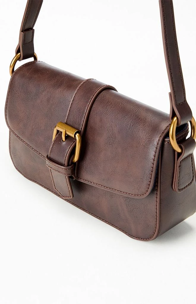 John Galt Brown Buckle Shoulder Bag 3