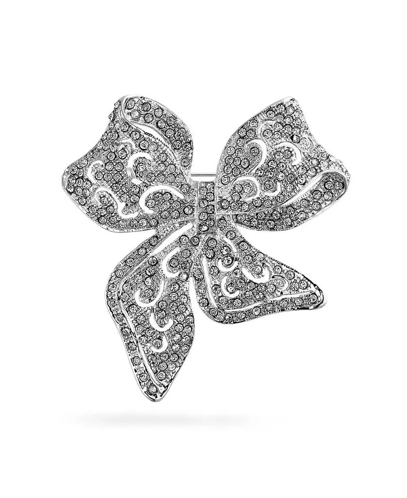 Bling Jewelry Victorian Style Crystal Fashion Brooch Pin Silver Plated