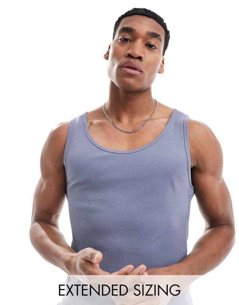 ASOS ASOS DESIGN muscle fit rib vest in blue 1