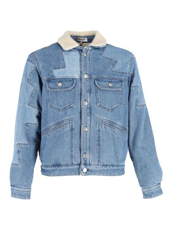 Isabel Marant Isabel Marant Jasaya Patchwork Faux Shearling-Lined Jacket In Blue Denim