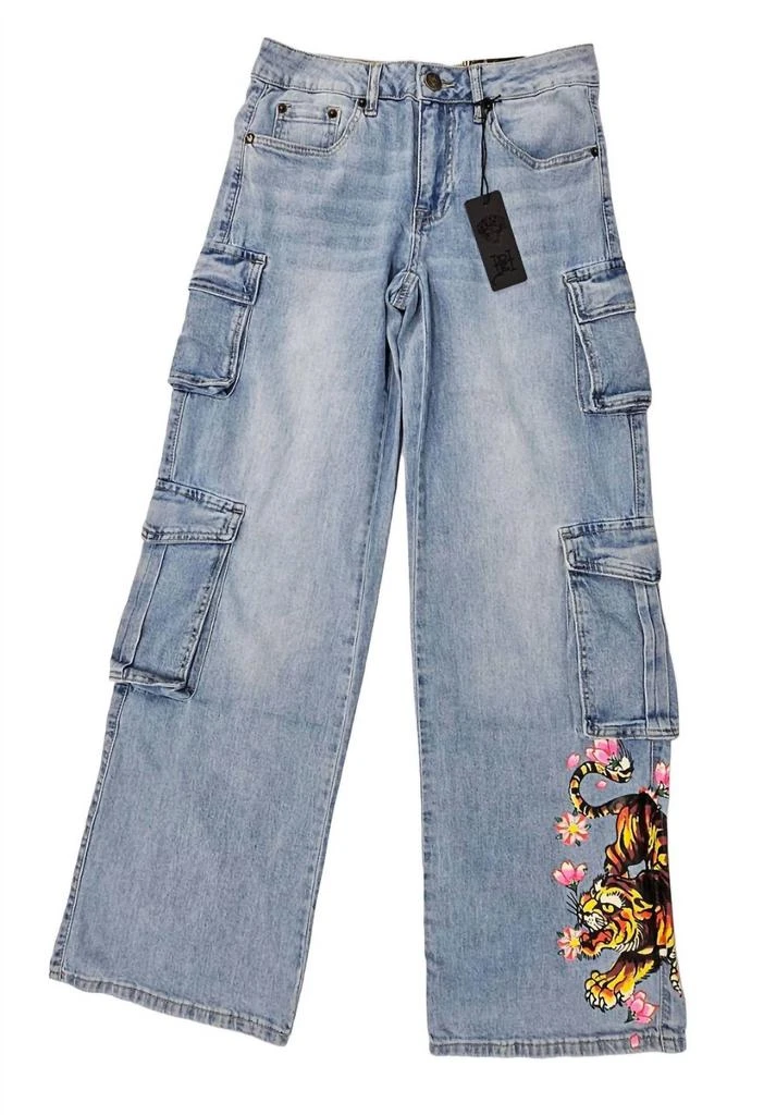 Ed Hardy Women's Tiger Flowers Cargo Jean 1