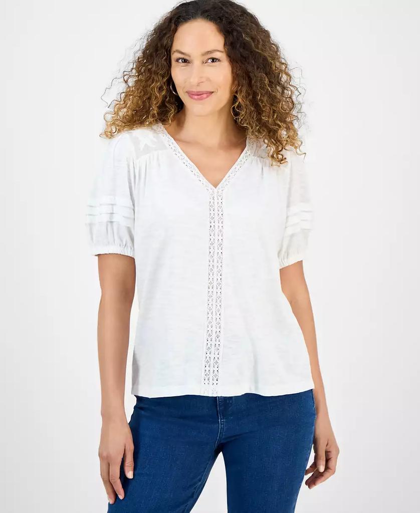Style & Co Women's Smocked Square-Neck Top, Exclusively at