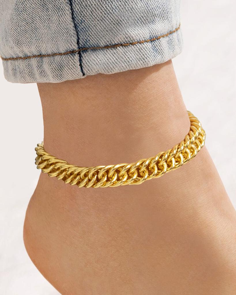 BEN-AMUN 24k Gold Electroplate Chain Ankle Bracelet