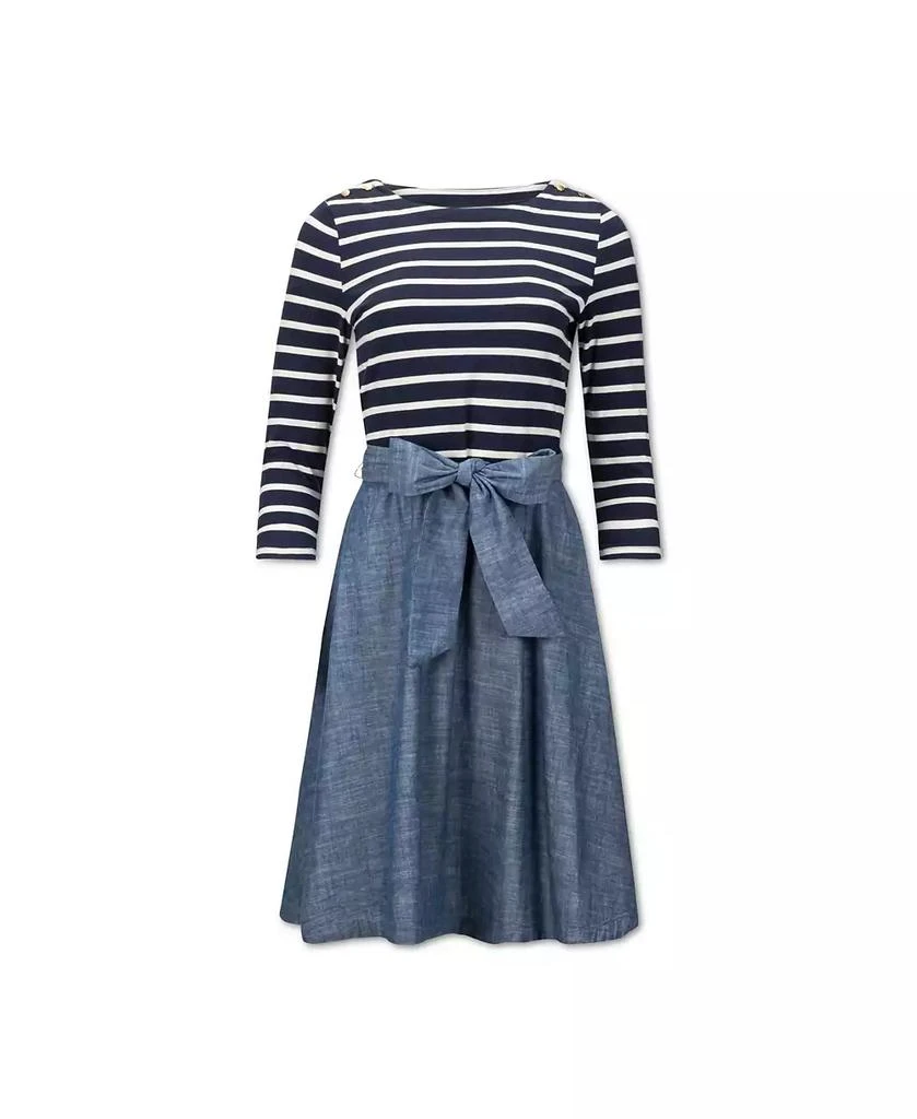knee length dresses for ladies FRUGI Girls Pink Rainbow Striped Cotton Dress main image 0