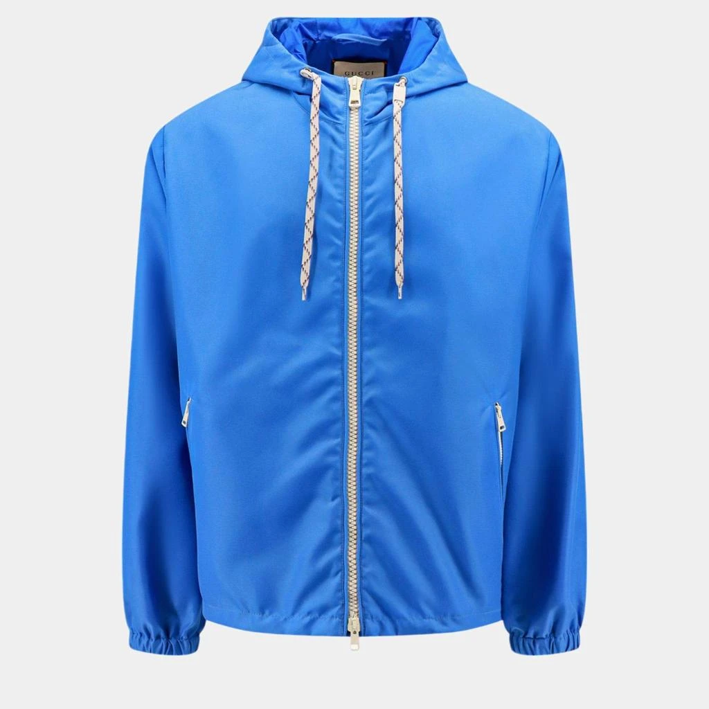 Gucci Gucci Blue Nylon Jacket With Web 1921 Print Jacket M 1