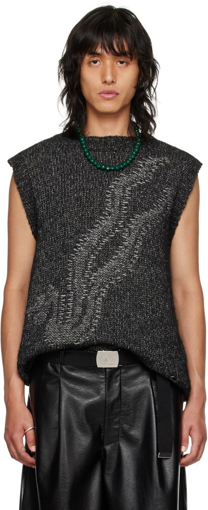 LU'U DAN Black & Gray Intarsia Vest