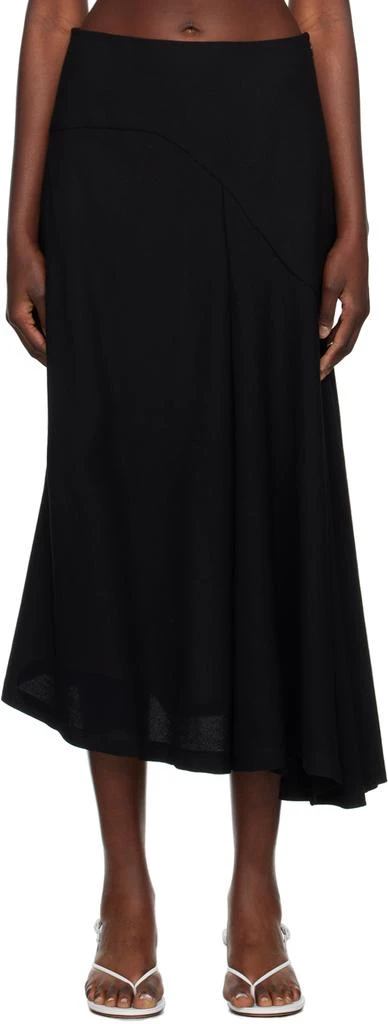 BITE Black Curved Midi Skirt 1