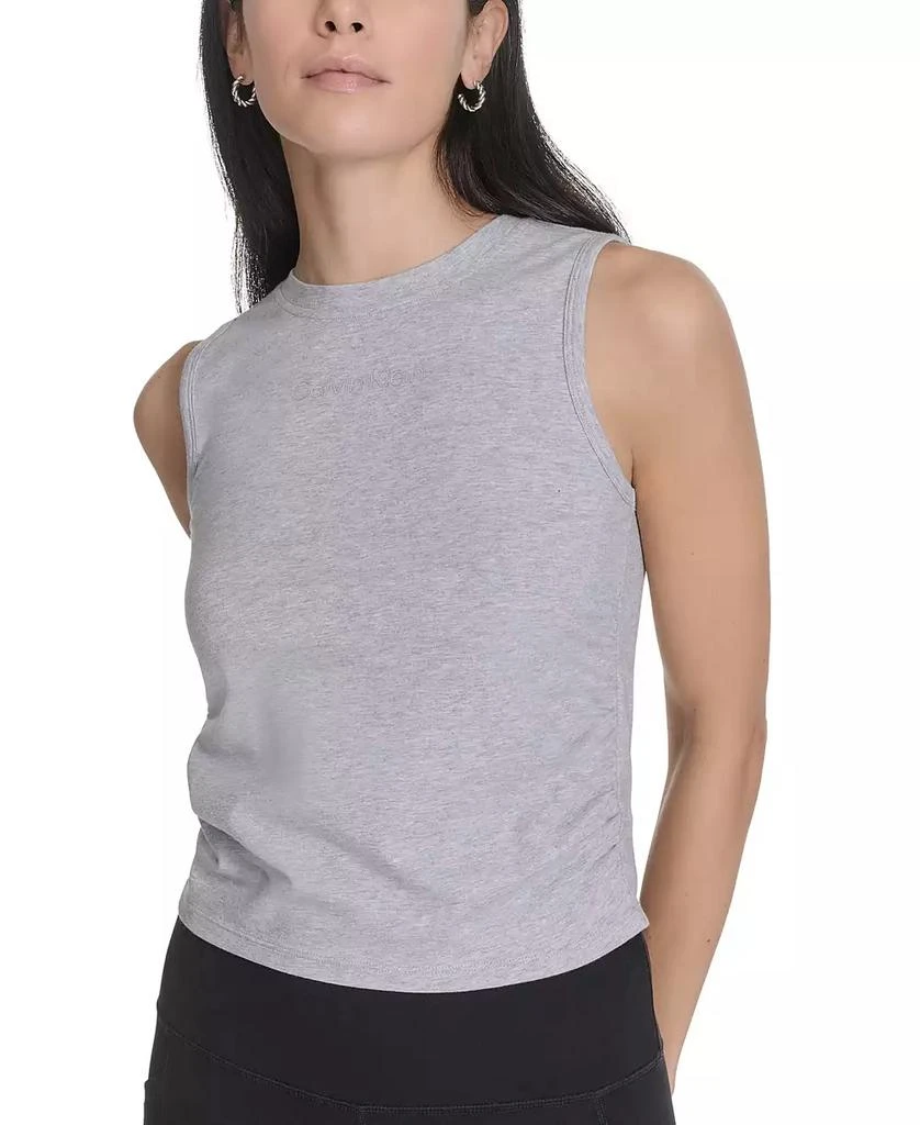 Calvin Klein Women's Ruched Crewneck Logo Tank Top 1