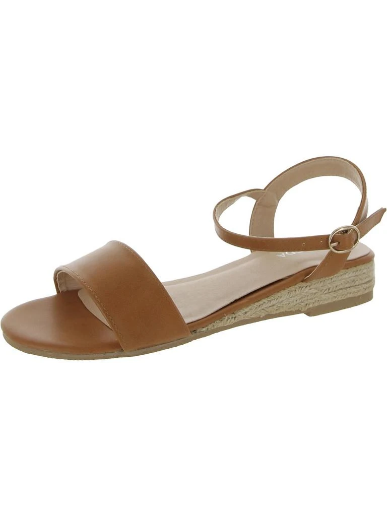 Top Moda Ulana Womens Faux Leather Ankle Strap Wedge Sandals 1