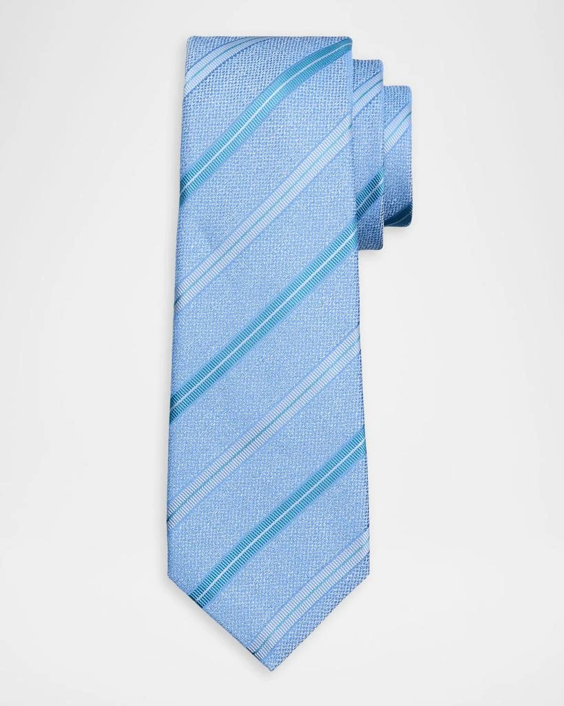 Kiton Men
s Grosgrain Stripe Silk 7-Fold Tie