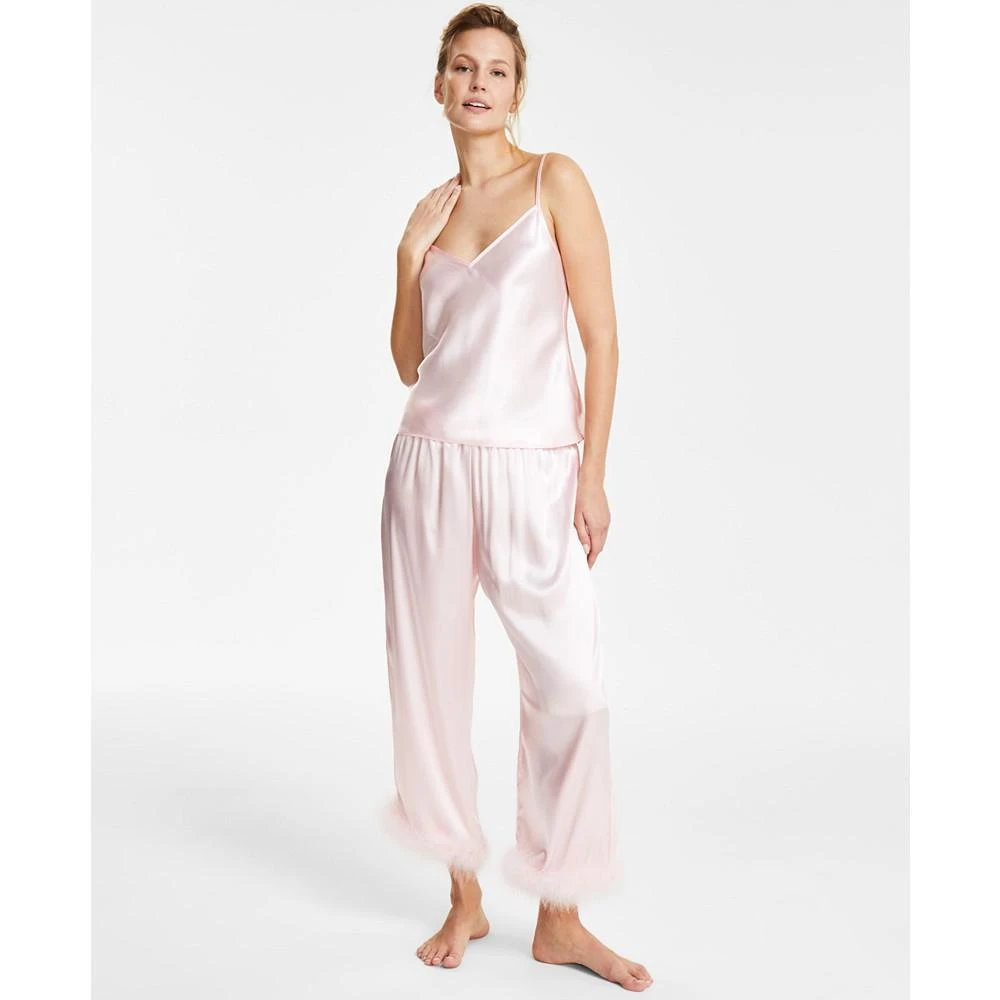 Linea Donatella Women's Marabou 2-Pc. Satin Pajamas Set 5