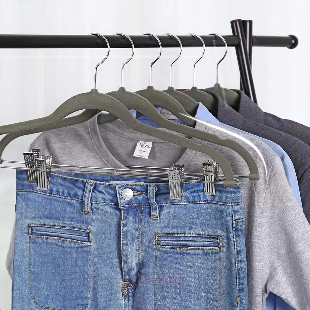BreeBe Gray Velvet Trousers Hangers 3