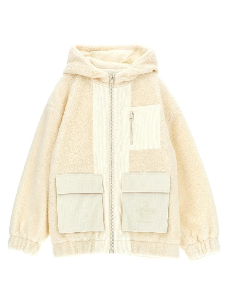 Shop Fendi Kids Zip-Up Long-Sleeved Hooded Jacket on Sale at 