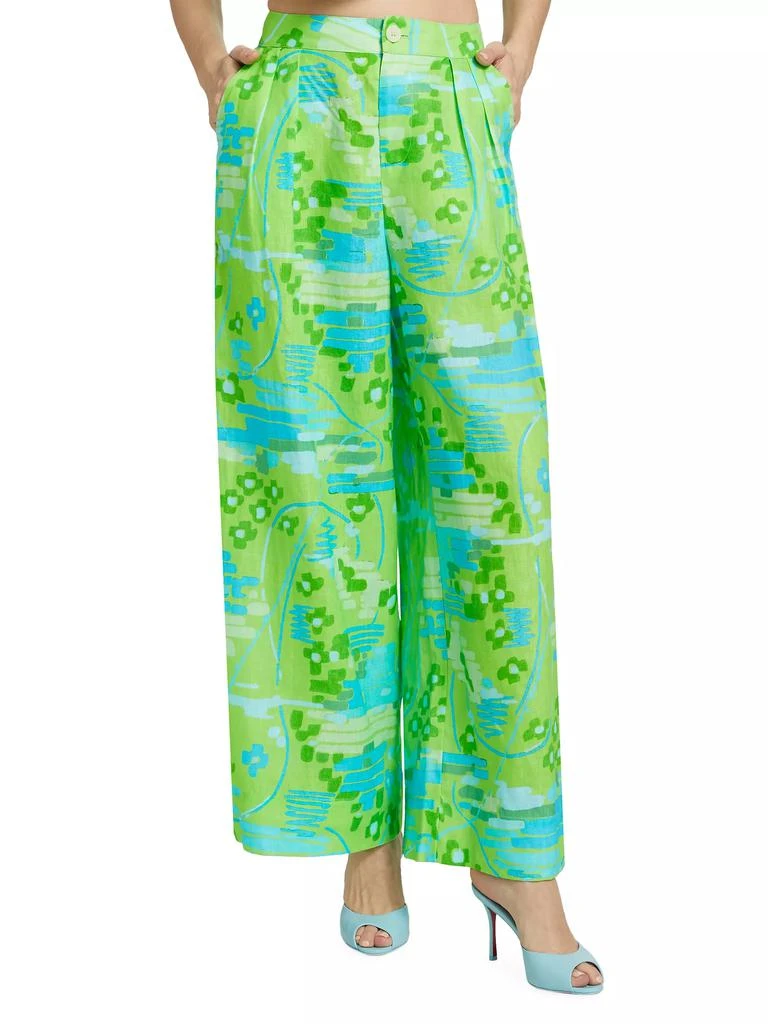 Rhode Campbell Patterned Linen Wide-Leg Pants 3