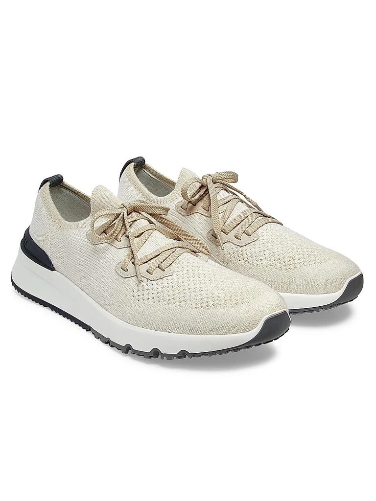 Brunello Cucinelli Stretch-Knit Low-Top Sneakers 2