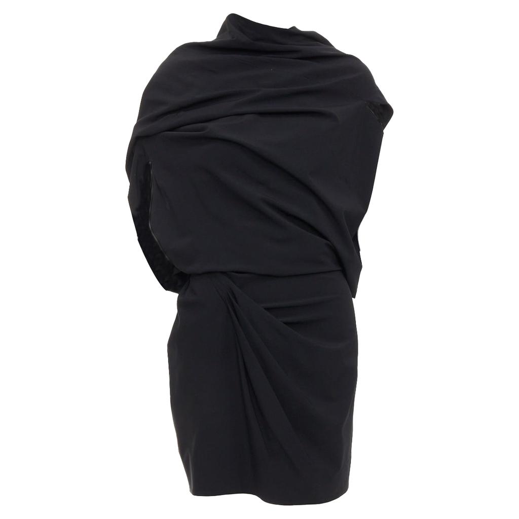 Donna Karan drape cowl wrap front ruched dress