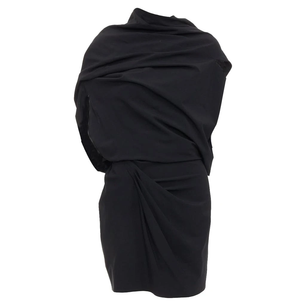 Donna Karan drape cowl wrap front ruched dress 2