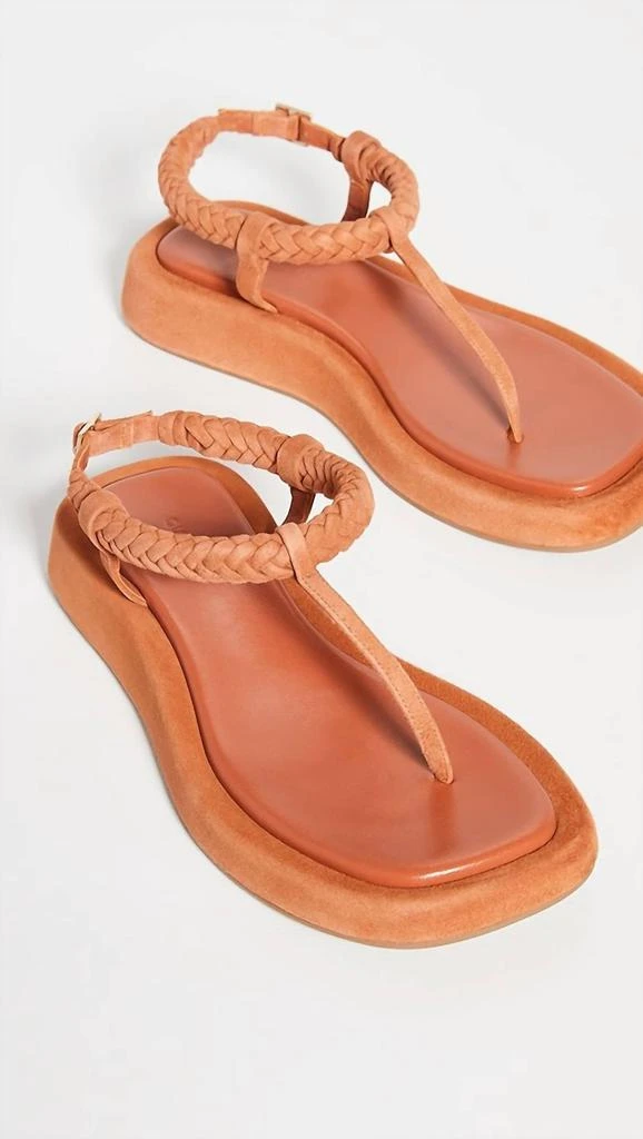 GIA BORGHINI Flat Braided Strap Sandals In Burnt Orange 1