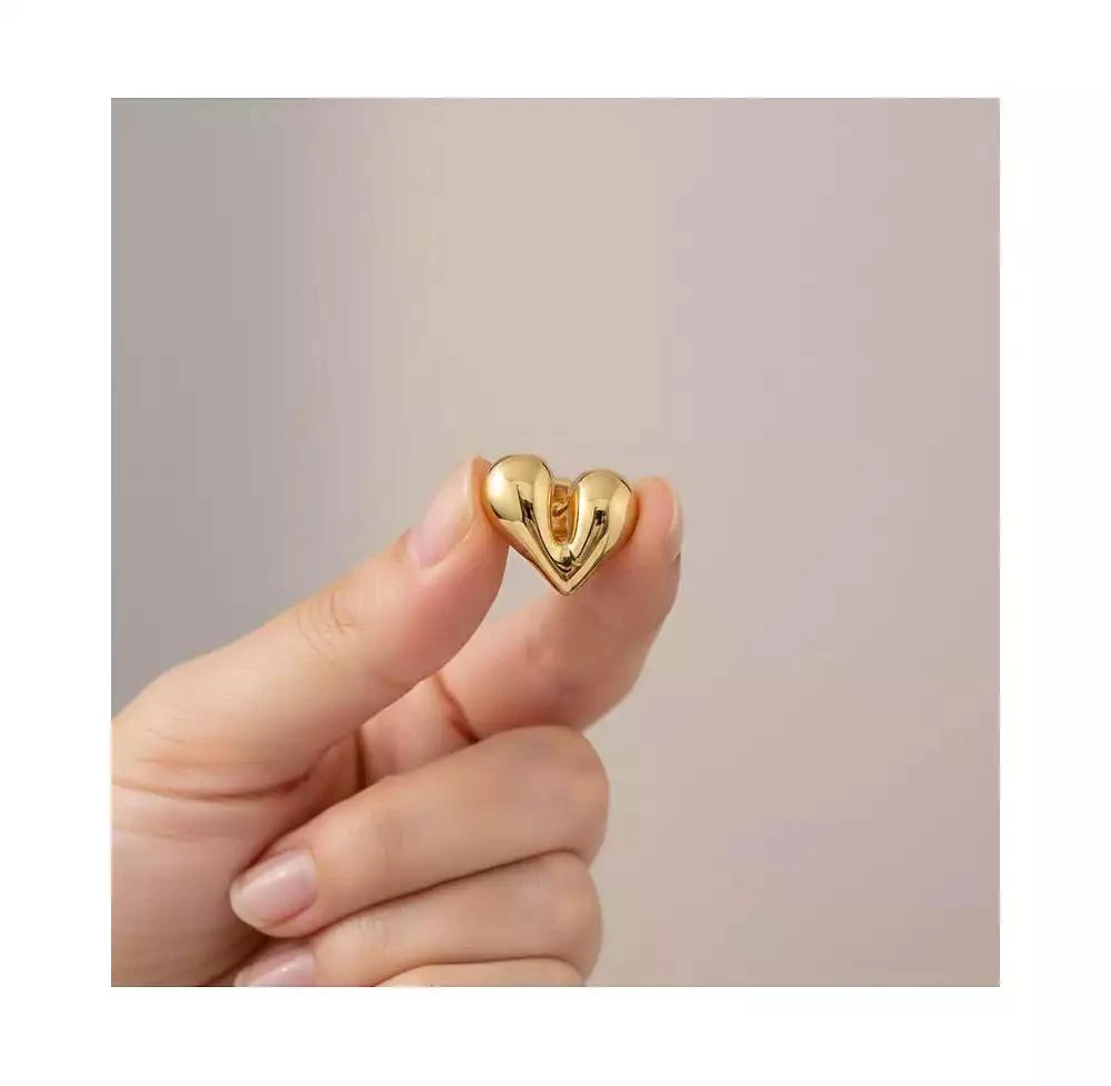 Rachel Glauber Polished Heart Design Stud Earrings in 14K Gold Plated 3