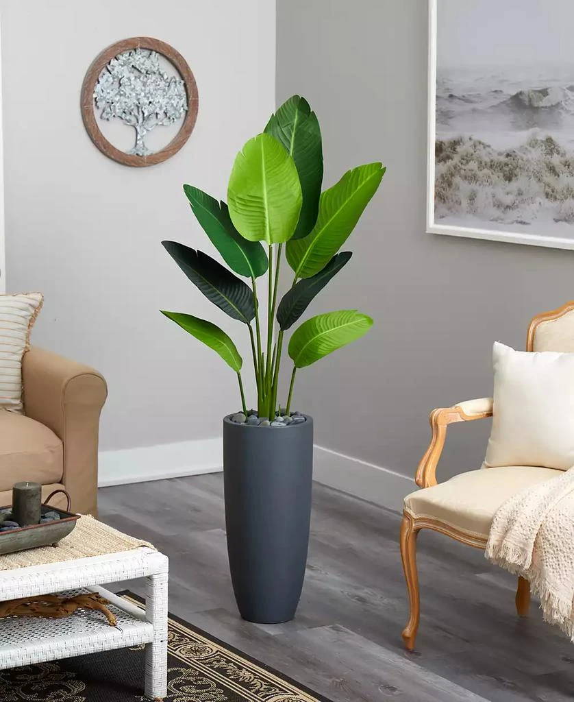 NEARLY NATURAL 5.5
 Traveler
s Palm Artificial Tree in Gray Planter 3