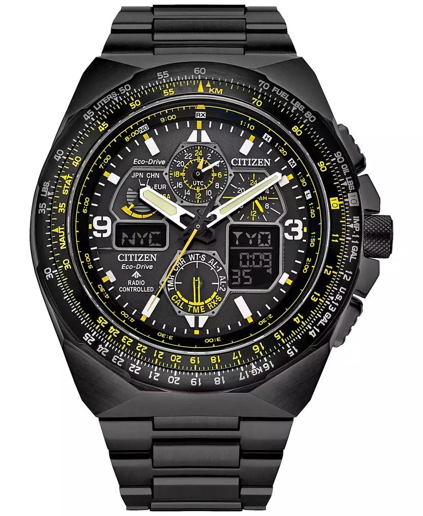 Citizen Eco-Drive Men's Chronograph Promaster Air Skyhawk Black-Tone Stainless Steel Bracelet Watch 46mm 1