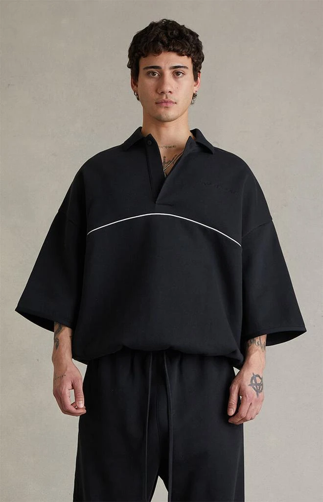 Essentials Vintage Black Active Trace 3/4 Sleeve Modern Polo Sweatshirt 2