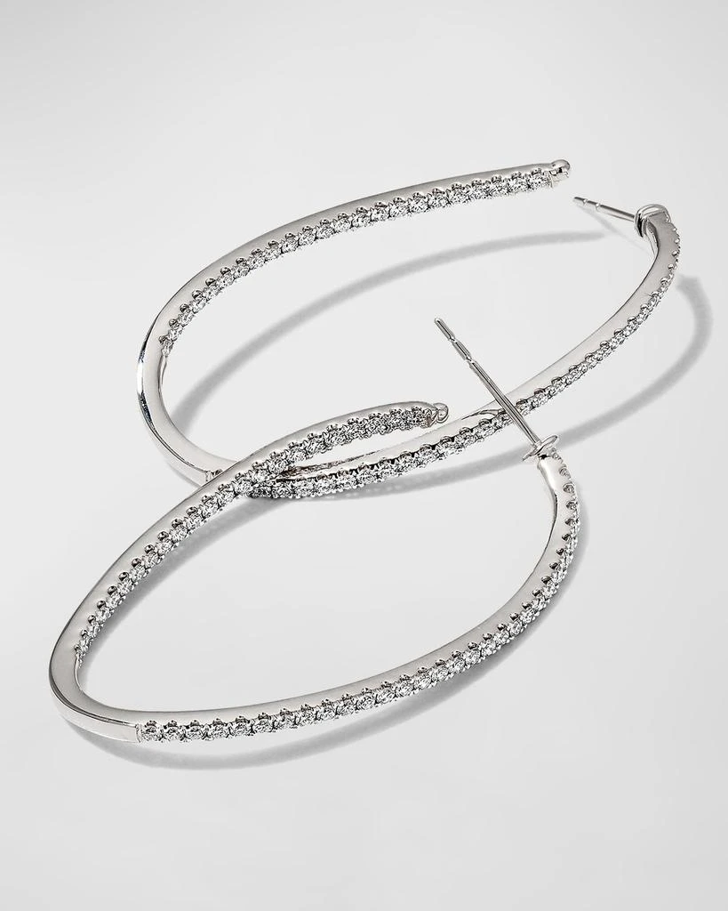 Memoire 18KWG Medium Diamond Pave Twist Hoop Earrings, 1.50tcw 3