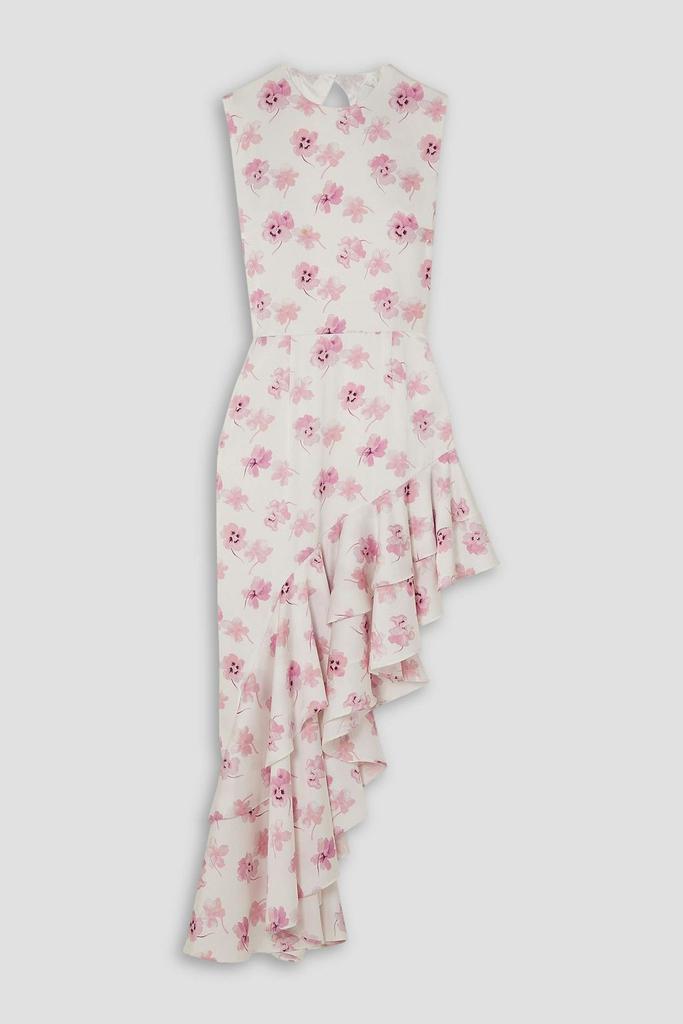 LES RÊVERIES Open-back asymmetric floral-print satin midi dress