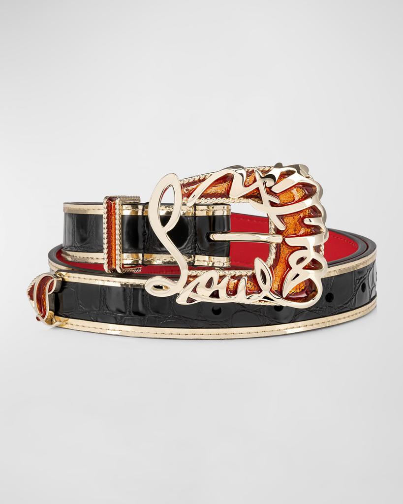 Christian Louboutin Giddy Belt in Embossed Leather