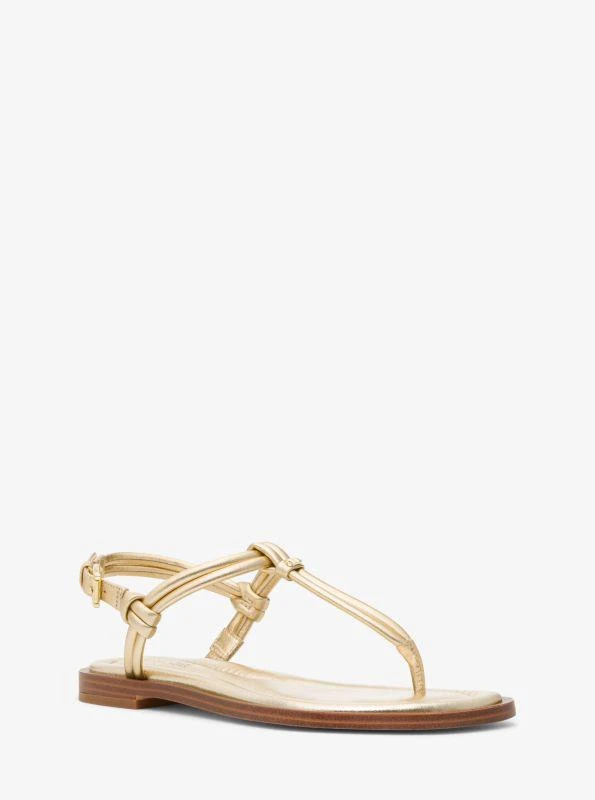 michael_kors Astra Metallic Leather T-Strap Sandal 1