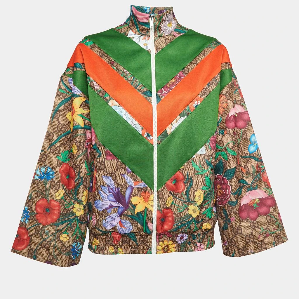 Gucci Gucci Green GG Supreme floral Print Knit Zipper Track Jacket XS 1