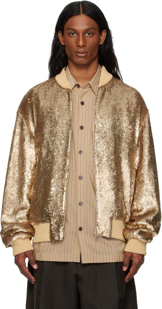 Dries Van Noten Gold Sequinned Bomber Jacket 1