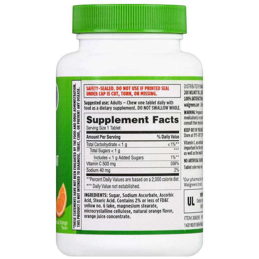 Walgreens Chewable Vitamin C 500 mg Tablets Natural Orange 3