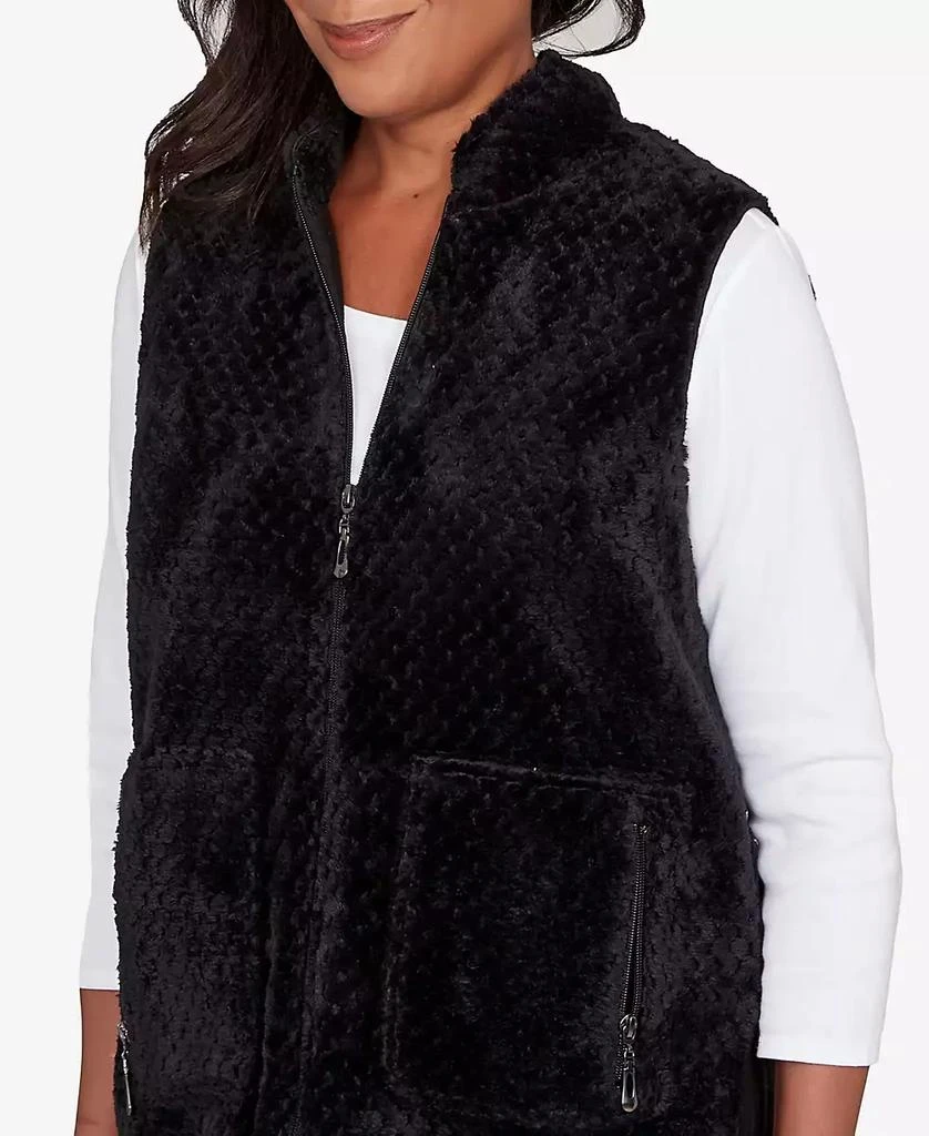 Alfred Dunner Petite Barcelona Plush Fleece Lined Mock Neck Vest 4