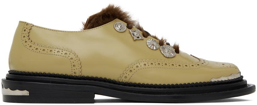 Toga Virilis Khaki Leather Oxfords