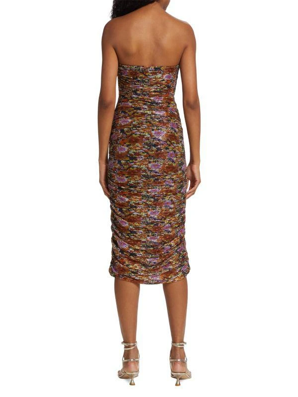 Ramy Brook Claire Ruched Floral Midi Dress 2