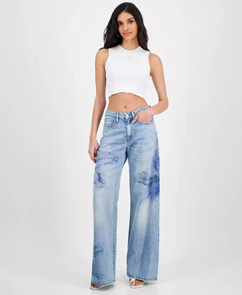 GUESS Women's Bellflower Printed Wide-Leg Jeans 1