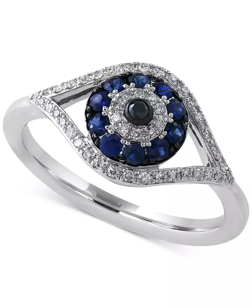 Effy EFFY® Sapphire (1/4 ct. t.w.) and Diamond (1/6 ct. t.w.) Evil Eye Ring in 14k White or Yellow Gold