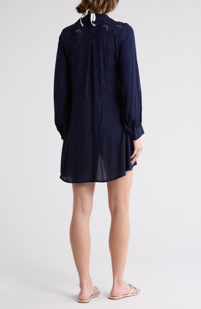 BOHO ME Eyelet Long Sleeve Button-Down Swim Cover-Up