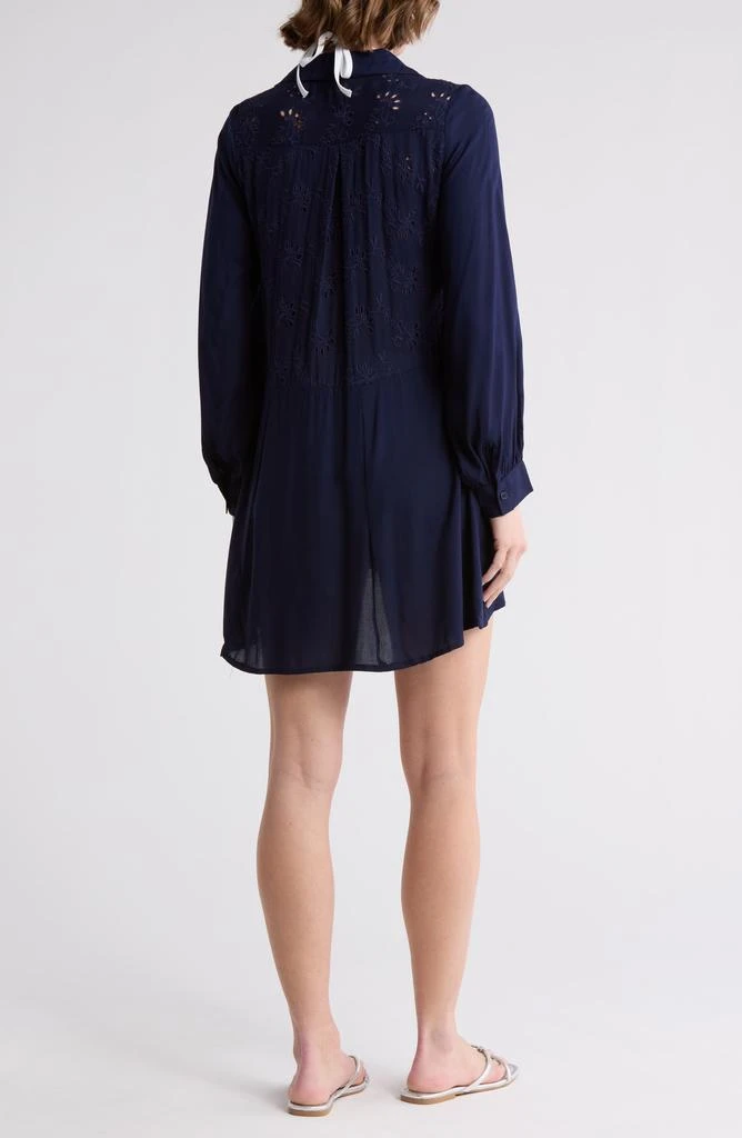 BOHO ME Eyelet Long Sleeve Button-Down Swim Cover-Up 2