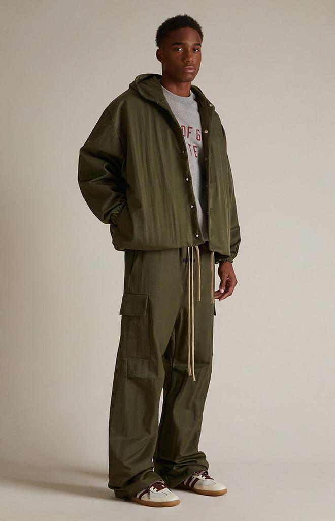 ジャケット・アウター ESSENTIALS MILITARY NYLON HOODED JACKET ESSENTIALS MILITARY NYLON HOODED BOMBER - BROWN